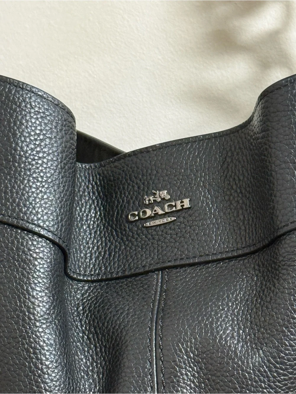Coach Black Pebbled Leather Hobo with Cream Snake-Print Sides